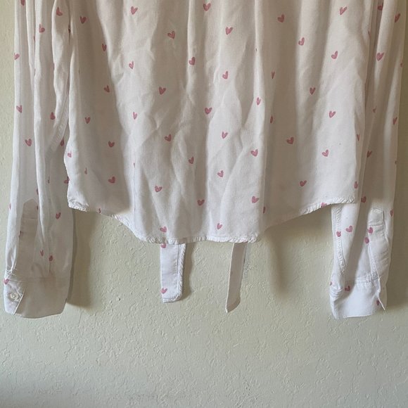 Rails Anthropologie Womens Blouse Crop Val Scribble Heart Size M Button Up White - Picture 12 of 16